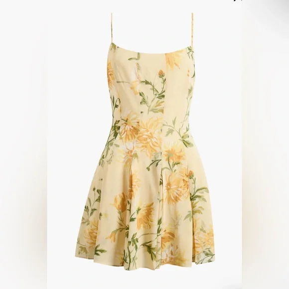 REFORMATION Annelise Mini Dress Floral Yellow Sundress Size 6 $218 NWT